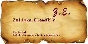Zelinka Elemér névjegykártya